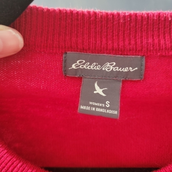 Eddie Bauer Button Up Crewneck Christine Red Cardigan Sweater Size Small - Picture 9 of 11